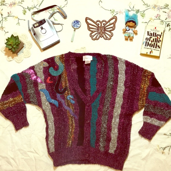 Vintage Sweaters - Funky Vintage Multicolor Artistic Grandpa Sweater!
